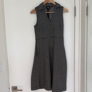 Anthropologie Black and White Sleeveless Gingham Midi Dress